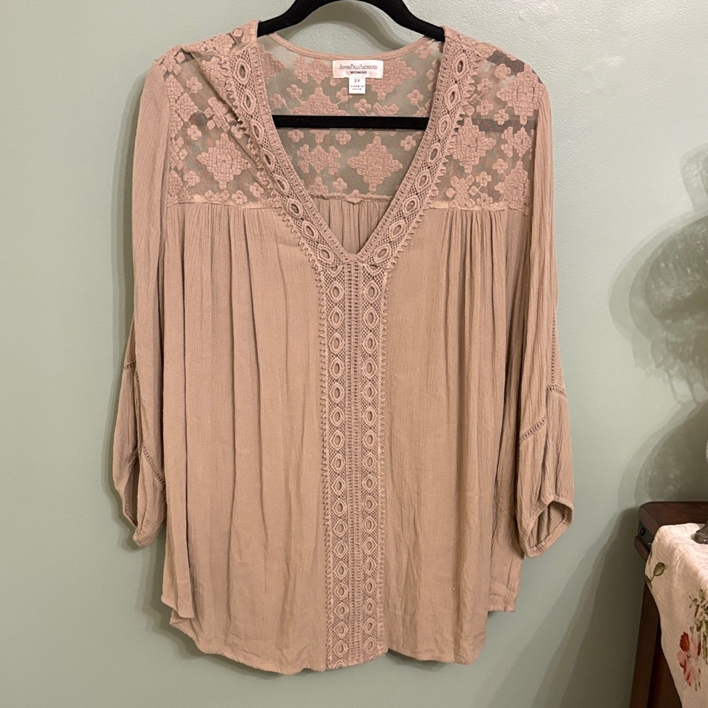 JohnPaulRichard Beige Lace Blouse
